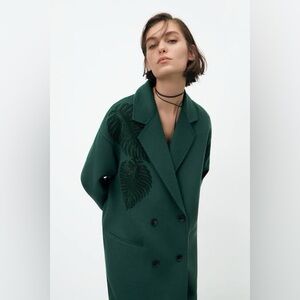 Zara Oversized Coat with Embroidery